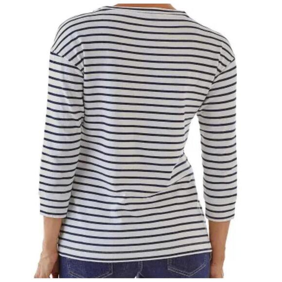 Patagonia Misty Meadow Top XL white and blue cotton 3/4 sleeves - Picture 2 of 5